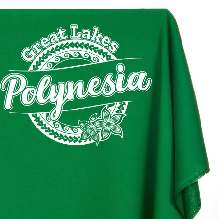 Picture of kelly green fabric with great lakes polynesia logo
